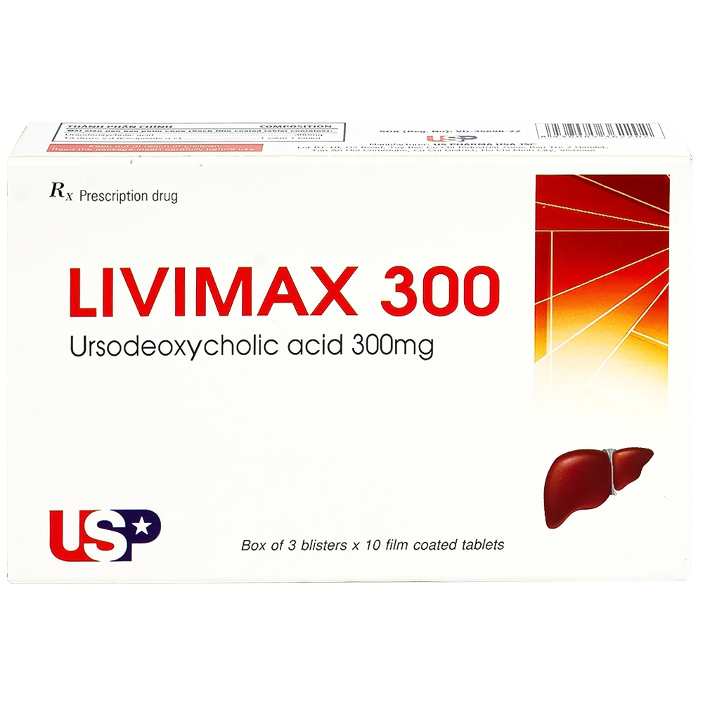 Hình ảnh Thuốc Livimax 300 US Pharma điều trị xơ gan ứ mật nguyên phát (3 vỉ x 10 viên)
