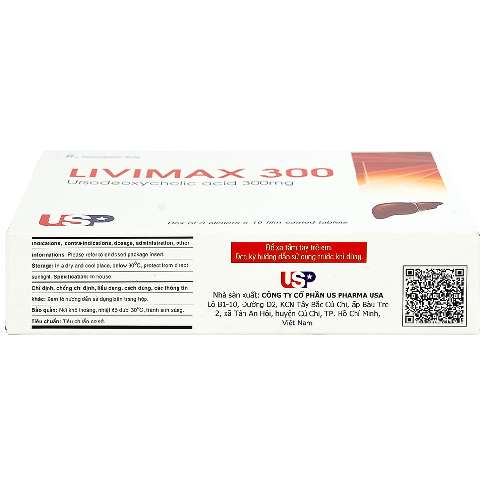 Hình ảnh Thuốc Livimax 300 US Pharma điều trị xơ gan ứ mật nguyên phát (3 vỉ x 10 viên)