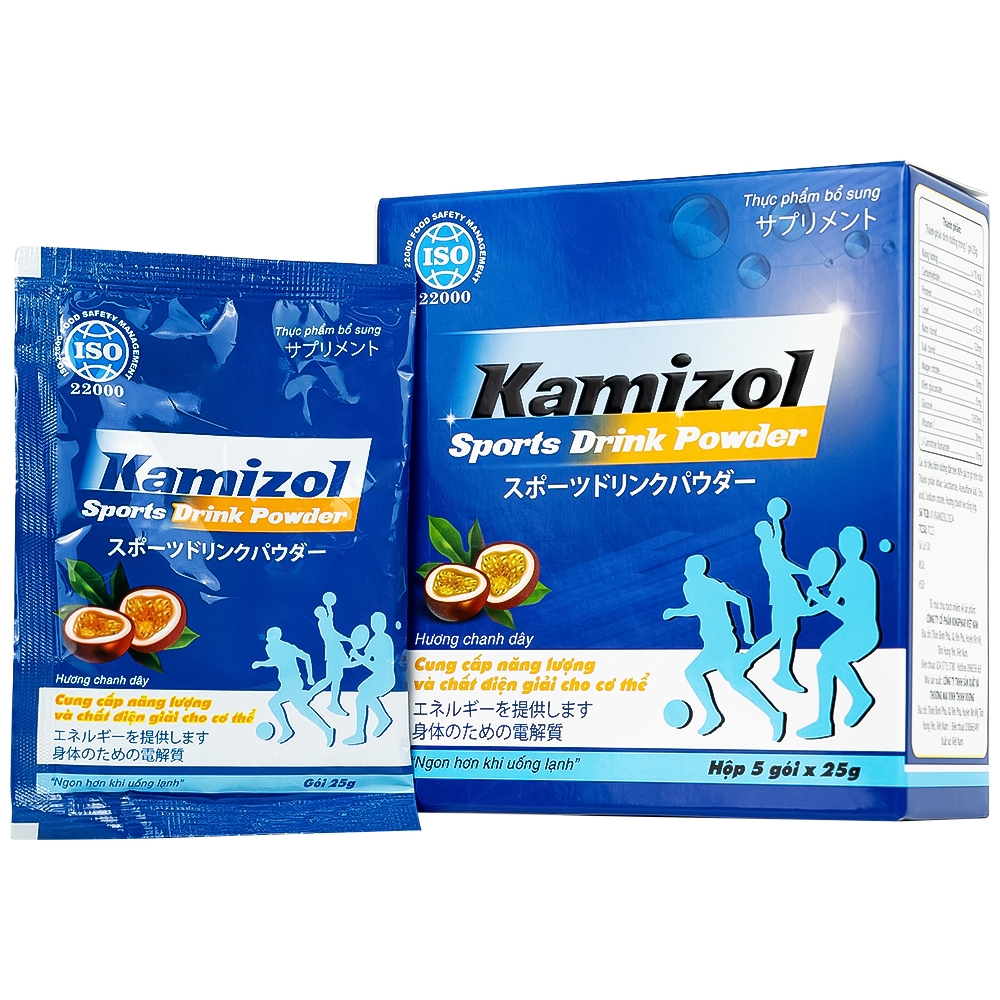 Hình ảnh Bột điện giải vị chanh dây Kamizol Sports Drink Powder 25g cung cấp năng lượng, chất điện giải cho cơ thể (5 gói)