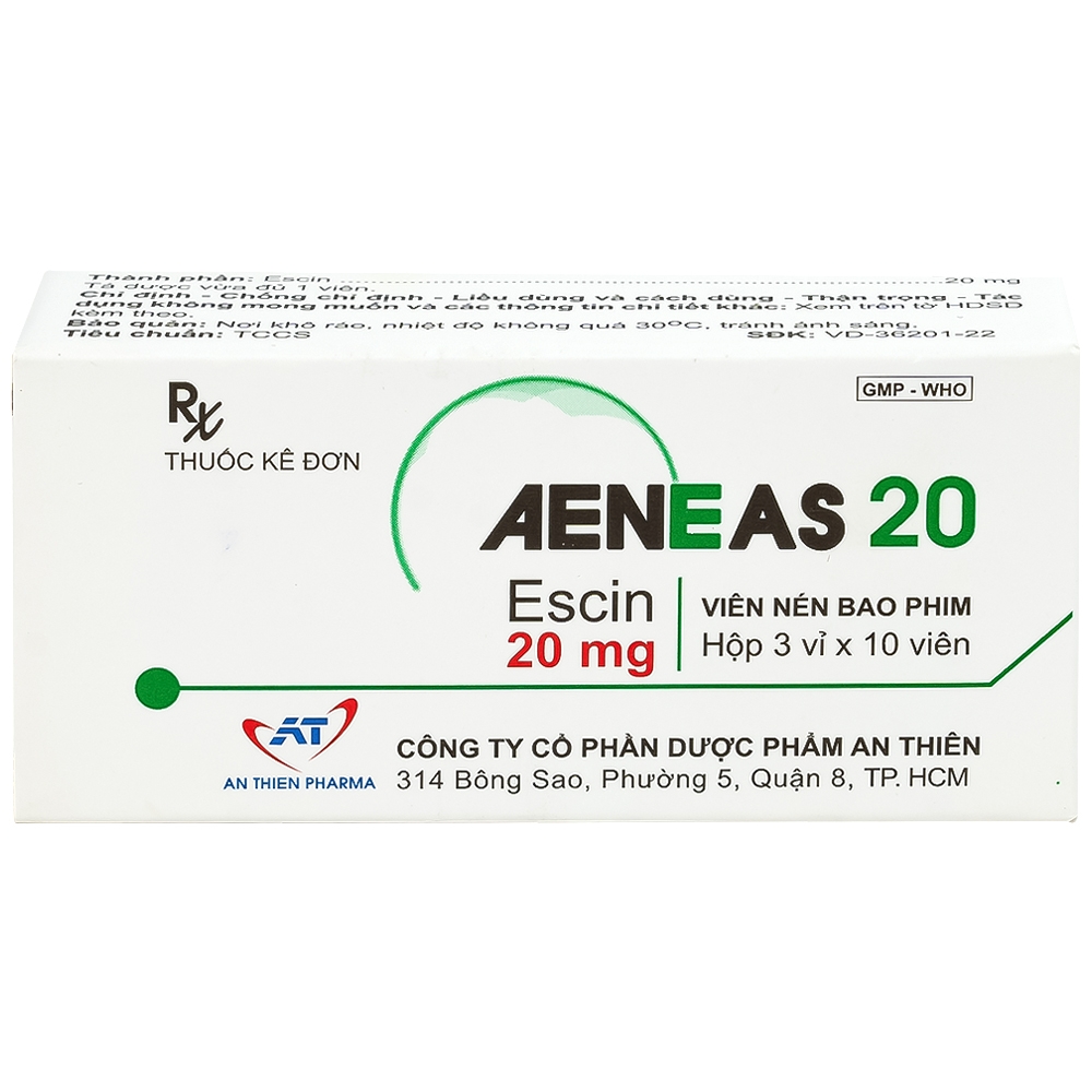 Hình ảnh Thuốc Aeneas 20 An Thiên điều trị phù não, phòng và điều trị tụ máu (3 vỉ x 10 viên)
