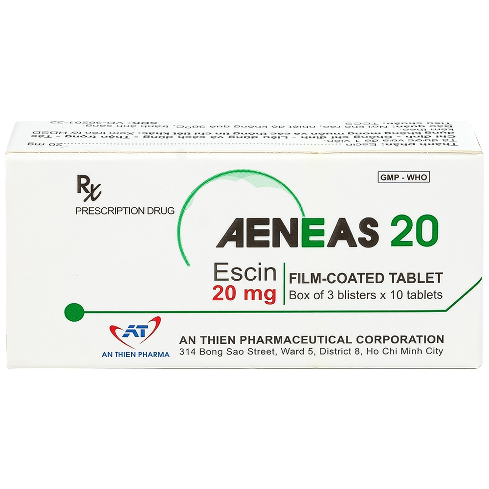 Hình ảnh Thuốc Aeneas 20 An Thiên điều trị phù não, phòng và điều trị tụ máu (3 vỉ x 10 viên)