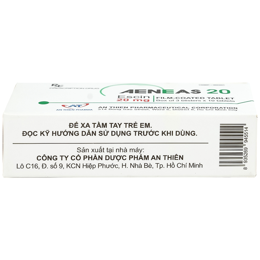 Hình ảnh Thuốc Aeneas 20 An Thiên điều trị phù não, phòng và điều trị tụ máu (3 vỉ x 10 viên)