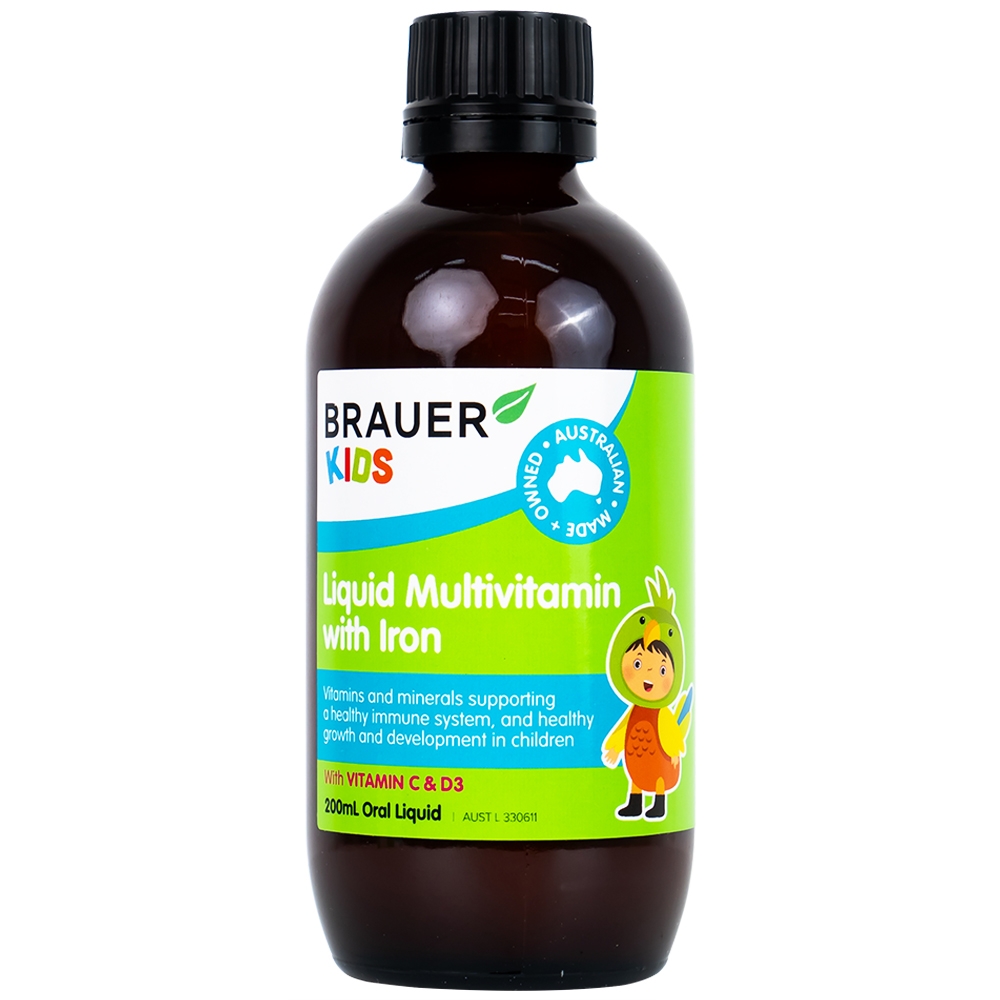 Hình ảnh Siro Brauer Kids Liquid Multivitamin With Iron bổ sung vitamin và khoáng chất cho trẻ (200ml)