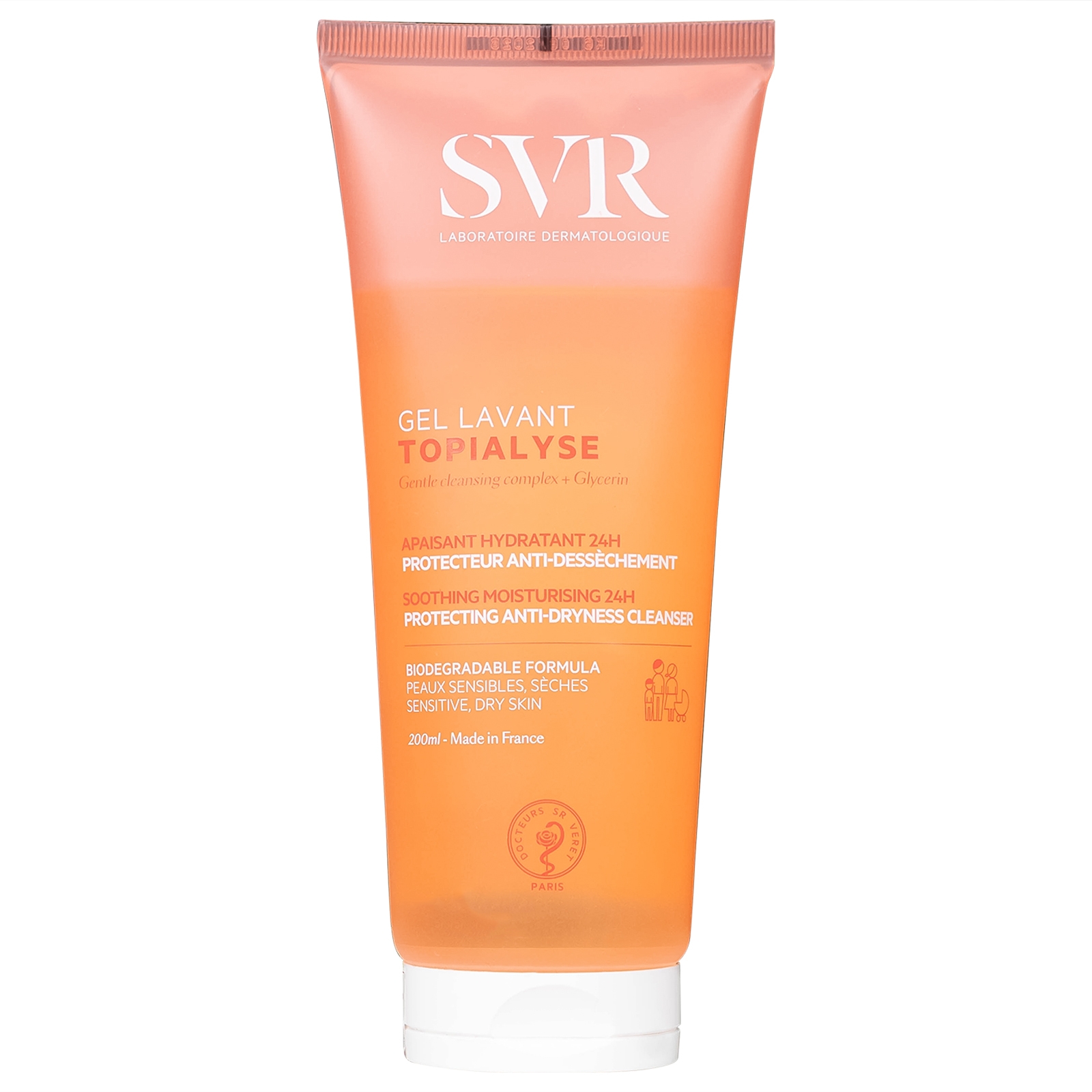 Hình ảnh Gel rửa mặt dưỡng ẩm dành cho da khô và da nhạy cảm SVR Topialyse Gel Lavant 200ml
