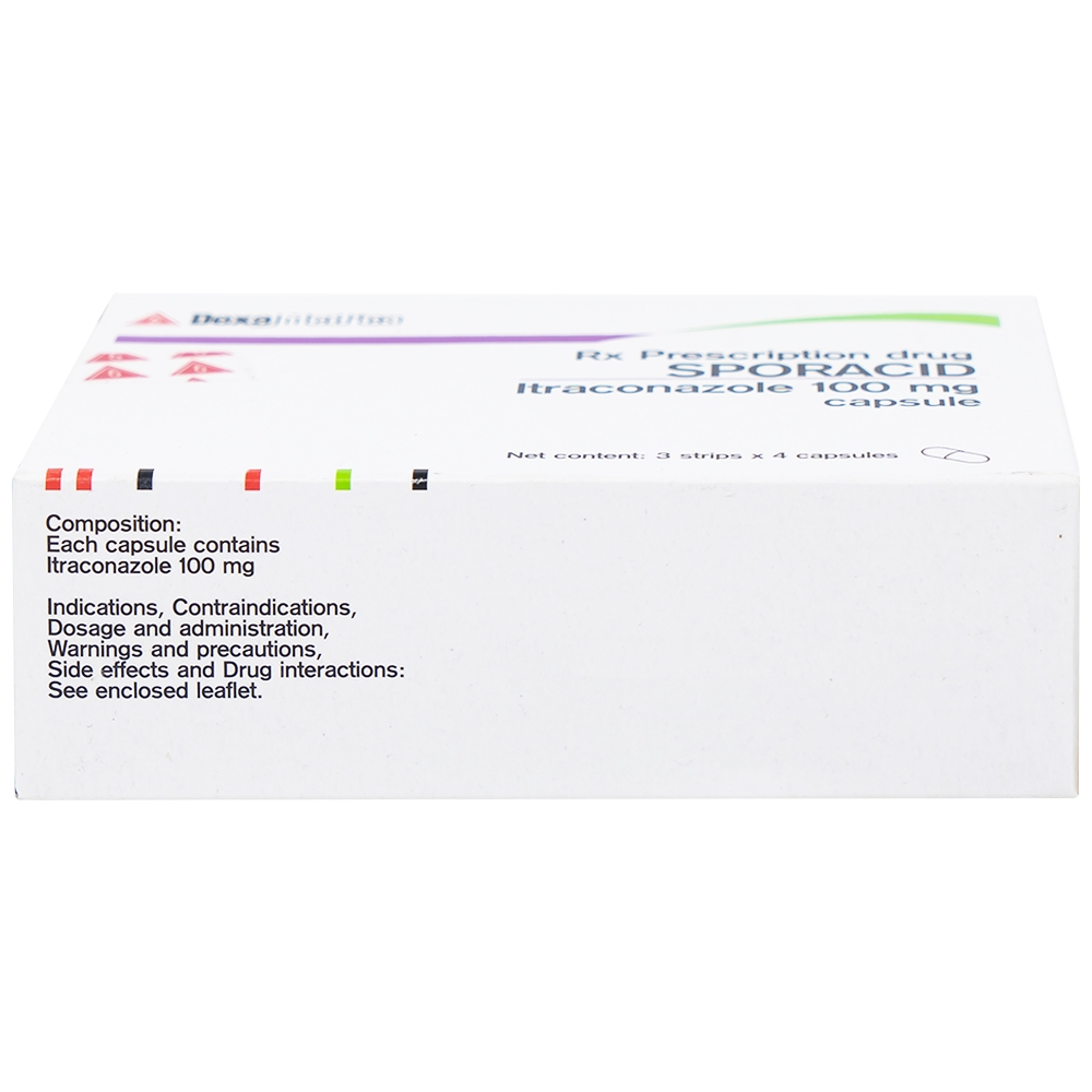 Hình ảnh Thuốc Sporacid Itraconazole 100mg Dexa điều trị nấm candida âm hộ, âm đạo (3 vỉ x 4 viên)