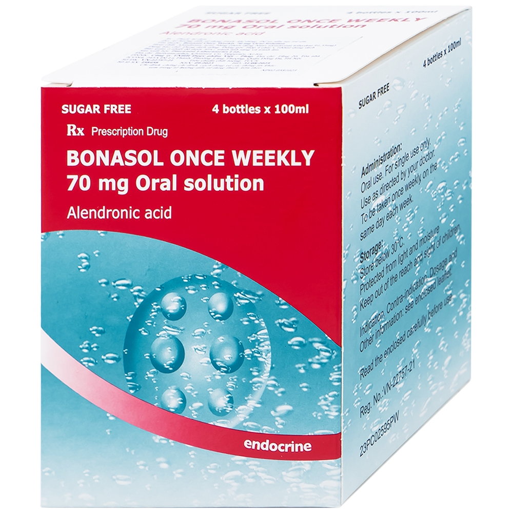 Hình ảnh Dung dịch uống Bonasol Once Weekly 70mg Oral Solution Pinewood điều trị loãng xương (4 chai x 100 ml)