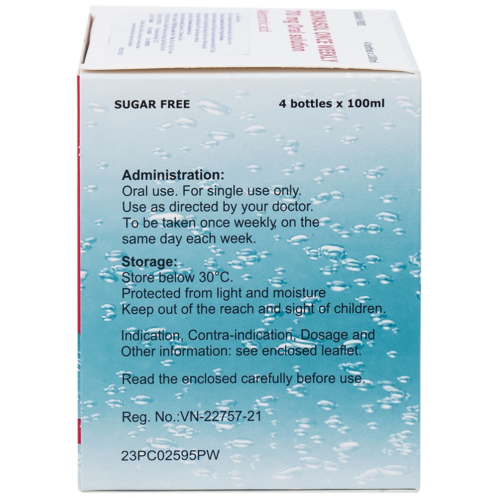 Hình ảnh Dung dịch uống Bonasol Once Weekly 70mg Oral Solution Pinewood điều trị loãng xương (4 chai x 100 ml)