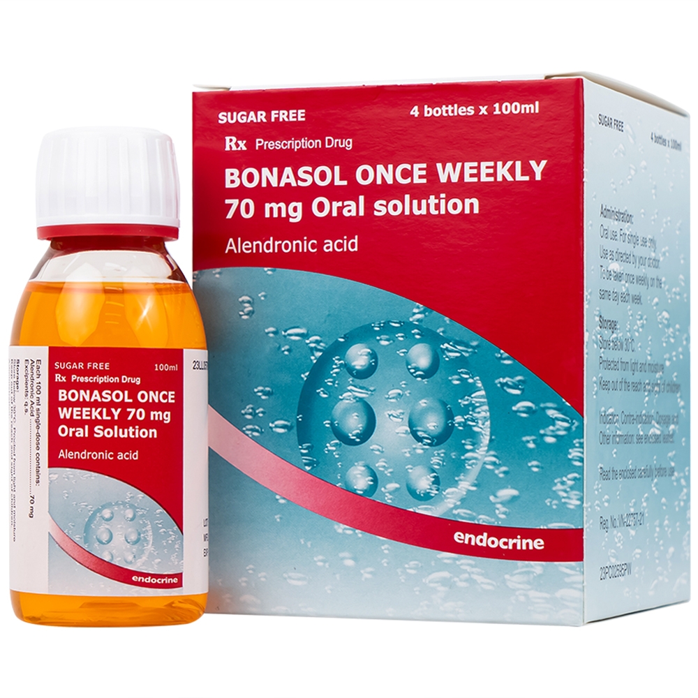 Hình ảnh Dung dịch uống Bonasol Once Weekly 70mg Oral Solution Pinewood điều trị loãng xương (4 chai x 100 ml)
