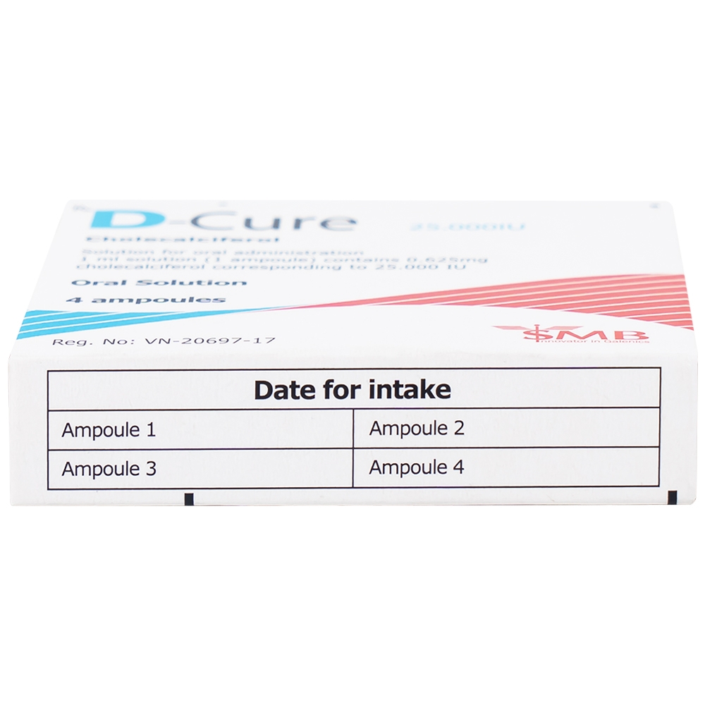 Hình ảnh Dung dịch D-Cure 25000IU SMB phòng và điều trị thiếu vitamin D (1 vỉ x 4 ống)