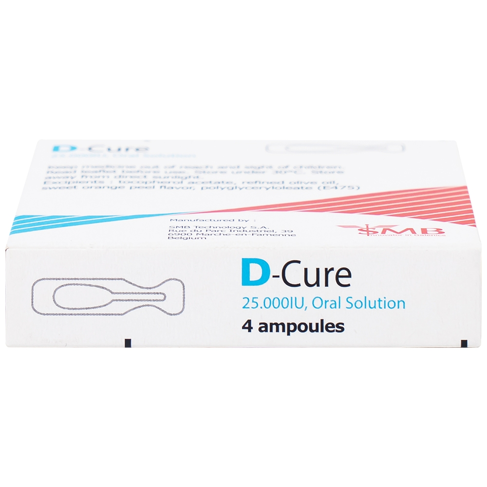 Hình ảnh Dung dịch D-Cure 25000IU SMB phòng và điều trị thiếu vitamin D (1 vỉ x 4 ống)