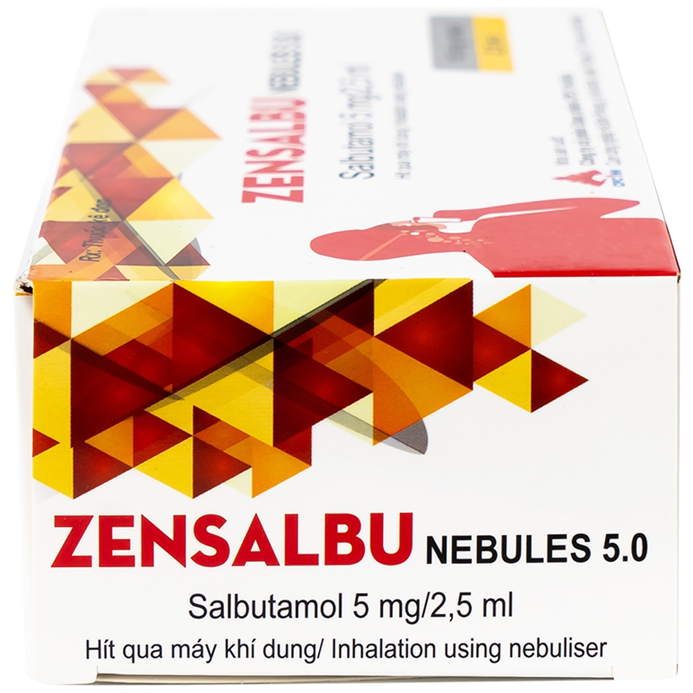 Hình ảnh Thuốc Zensalbu 5mg CPC1HN kiểm soát co thắt phế quản mạn, điều trị hen nặng cấp tính (2 vỉ x 5 ống)