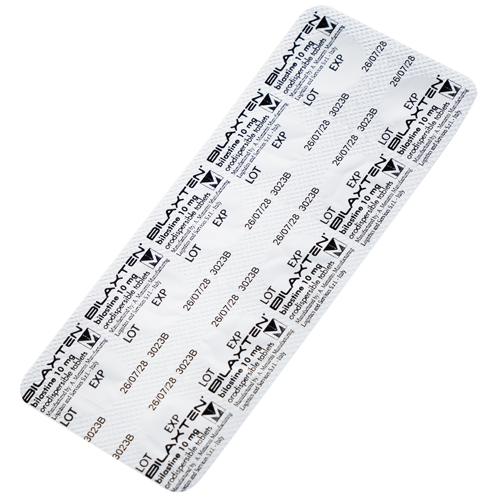 Hình ảnh Thuốc Bilaxten 10mg Menarini điều trị viêm mũi dị ứng, mày đay (1 vỉ x 10 viên)