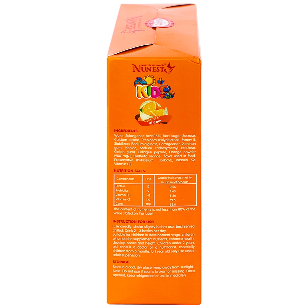 Hình ảnh Nước yến sào cao cấp Nunest Kid Grow vị cam hỗ trợ phát triển hệ xương, tăng cường sức khỏe (6 lọ x 70ml)