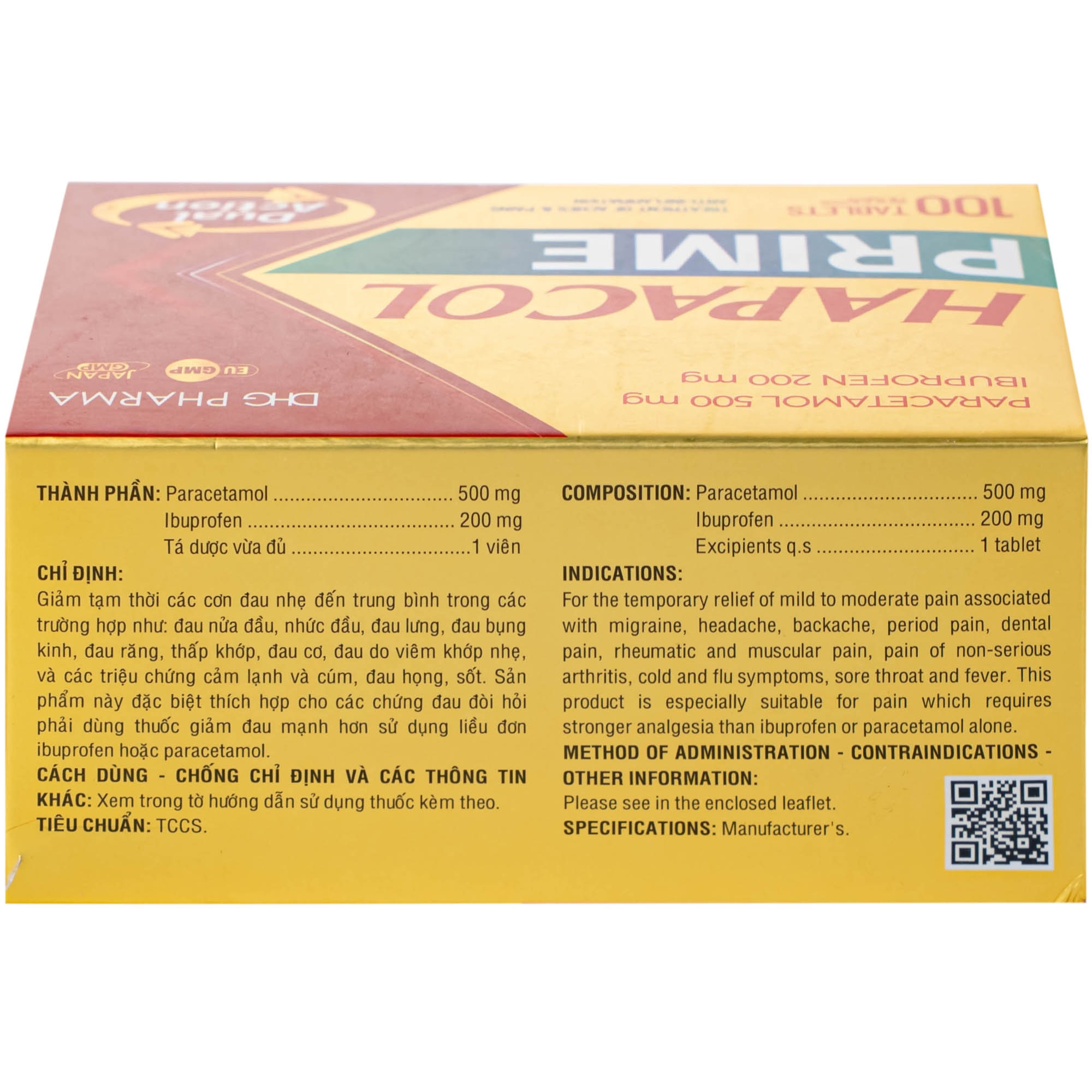 Hình ảnh Hapacol Prime Đau Nhức Kháng Viêm Dhg Pharma 10X10