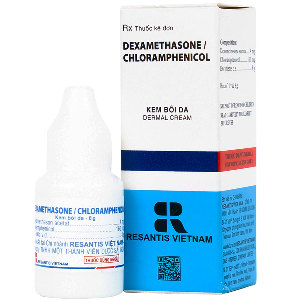 Hình ảnh Kem bôi da Dexamethasone/Chloramphenicol điều trị chàm, vết côn trùng cắn, viêm da tiếp xúc (8g)