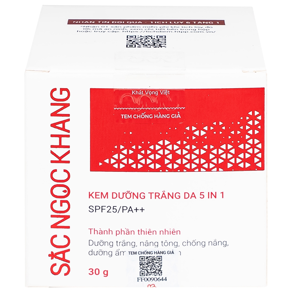 Hình ảnh Kem dưỡng trắng da 5 in 1 SPF25/PA++ Sắc Ngọc Khang HTP 30g giúp nâng tông, hiệu chỉnh màu da
