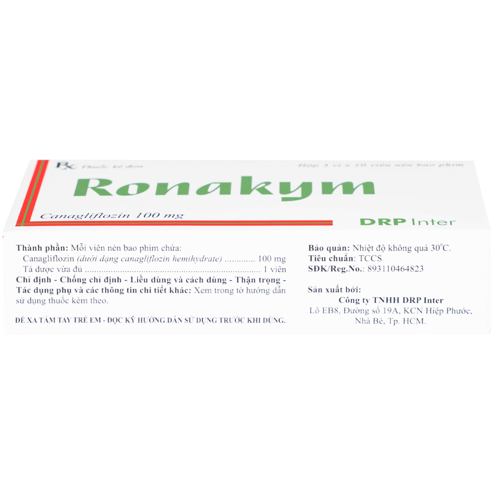 Hình ảnh Thuốc Ronakym 100mg DRP Inter điều trị đái tháo đường tuýp 2 ở người lớn (3 vỉ x 10 viên)