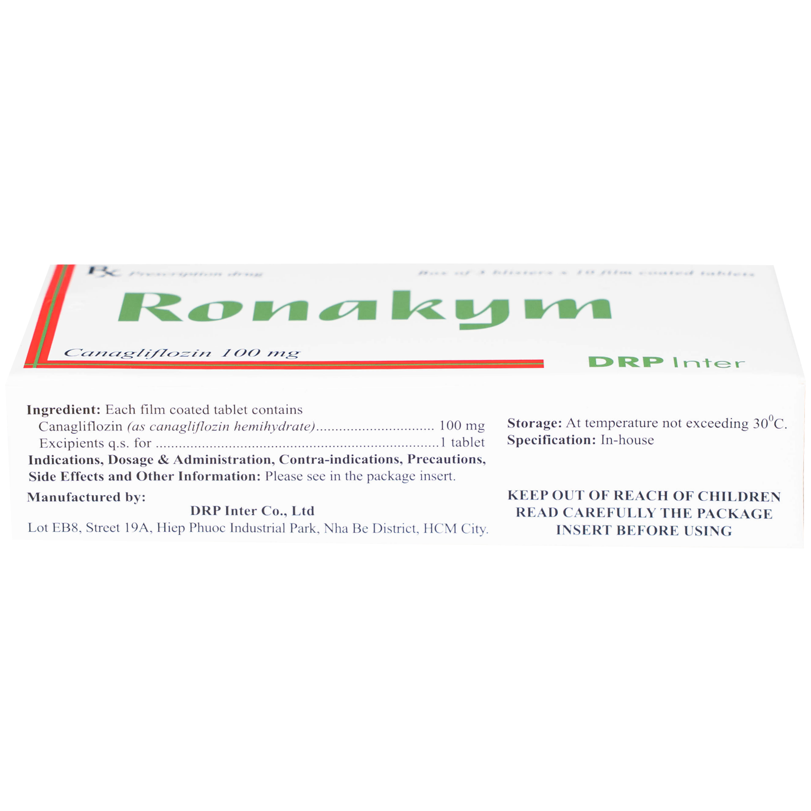 Hình ảnh Thuốc Ronakym 100mg DRP Inter điều trị đái tháo đường tuýp 2 ở người lớn (3 vỉ x 10 viên)