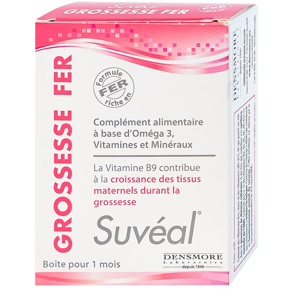 Hình ảnh Viên uống Suvéal Grossesse Fer Densmore bổ sung Omega 3, DHA, Vitamin, khoáng chất (2 vỉ x 15 viên)