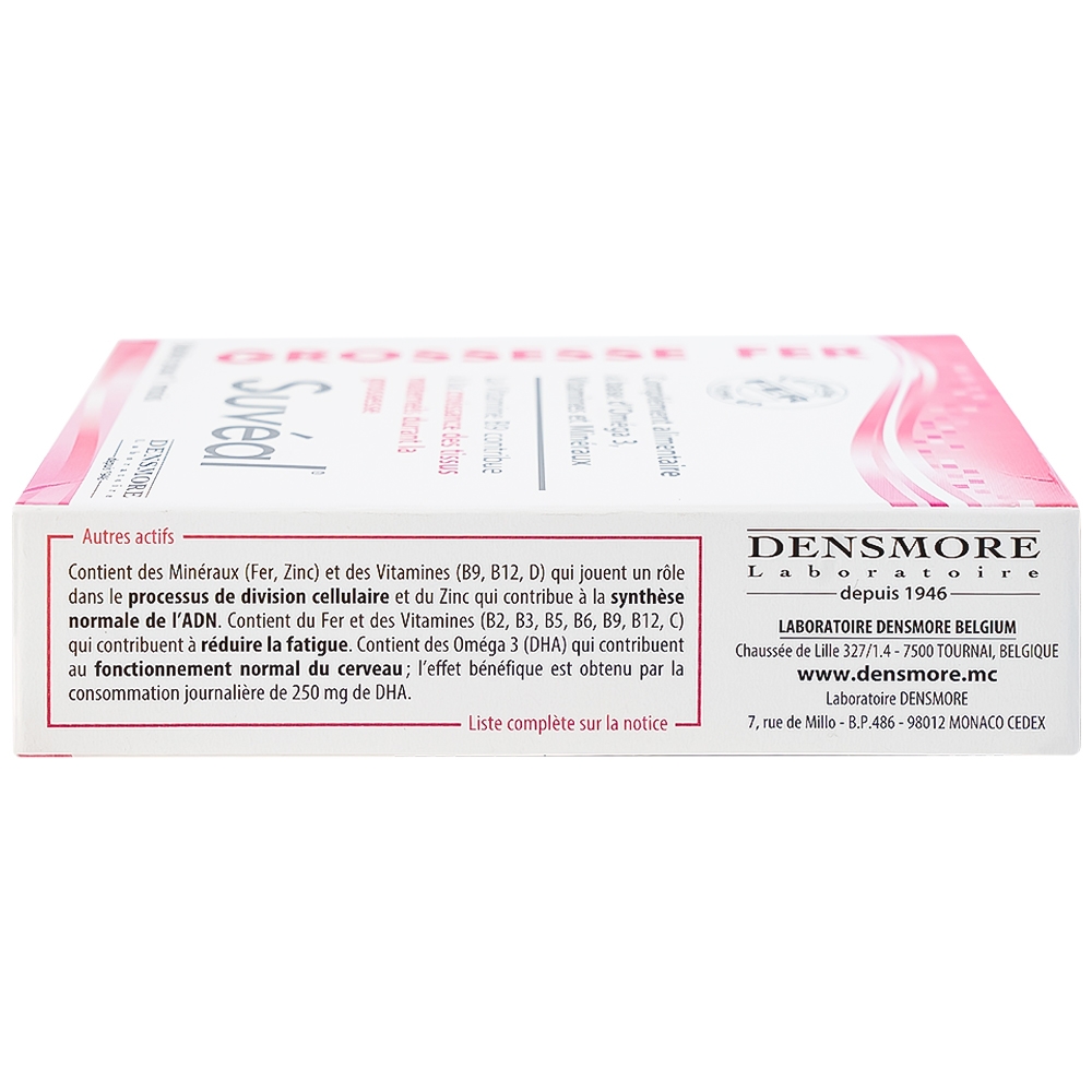 Hình ảnh Viên uống Suvéal Grossesse Fer Densmore bổ sung Omega 3, DHA, Vitamin, khoáng chất (2 vỉ x 15 viên)