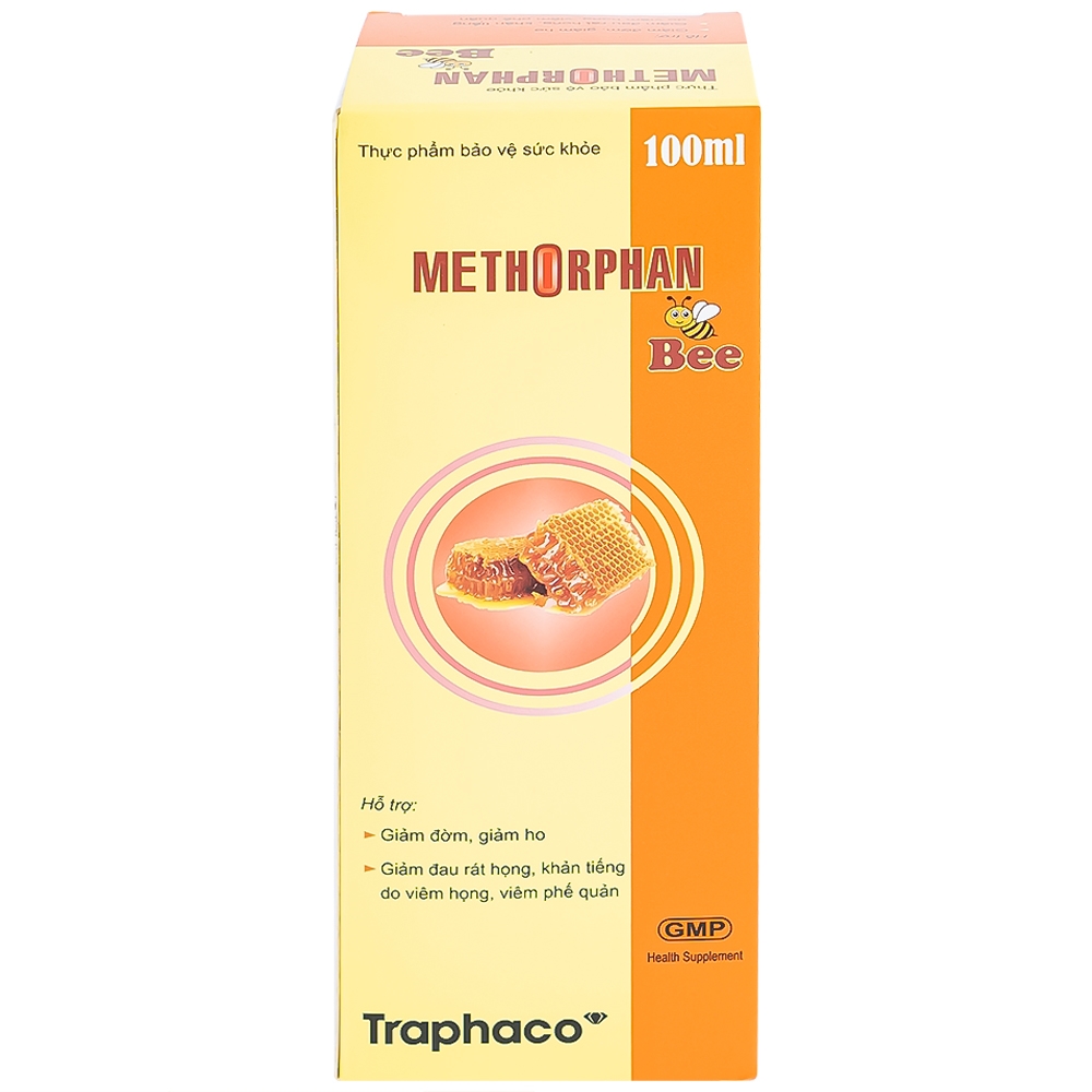 Hình ảnh Siro Methorphan Bee Traphaco hỗ trợ giảm ho, giảm đờm, viêm họng (100ml)