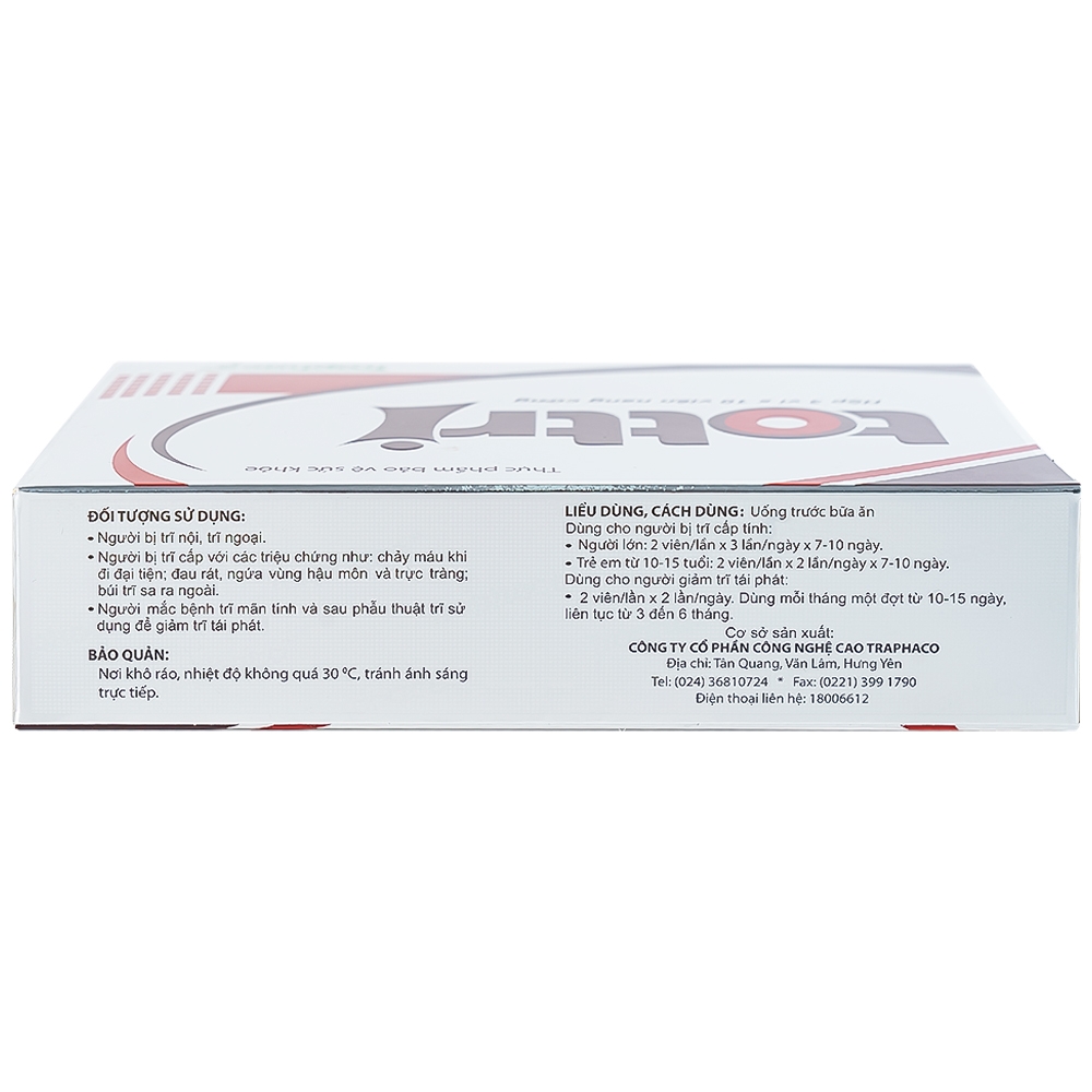 Hình ảnh Viên uống Tottri Traphaco hỗ trợ làm co các búi trĩ (3 vỉ x 10 viên)