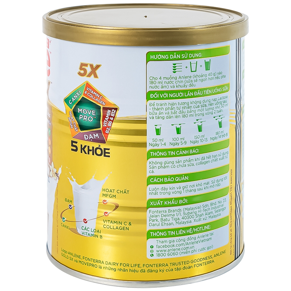 Hình ảnh Sữa Anlene Gold 5X hương vani tăng cường sức khỏe cơ-xương-khớp dành cho người trên 40 tuổi (400g)