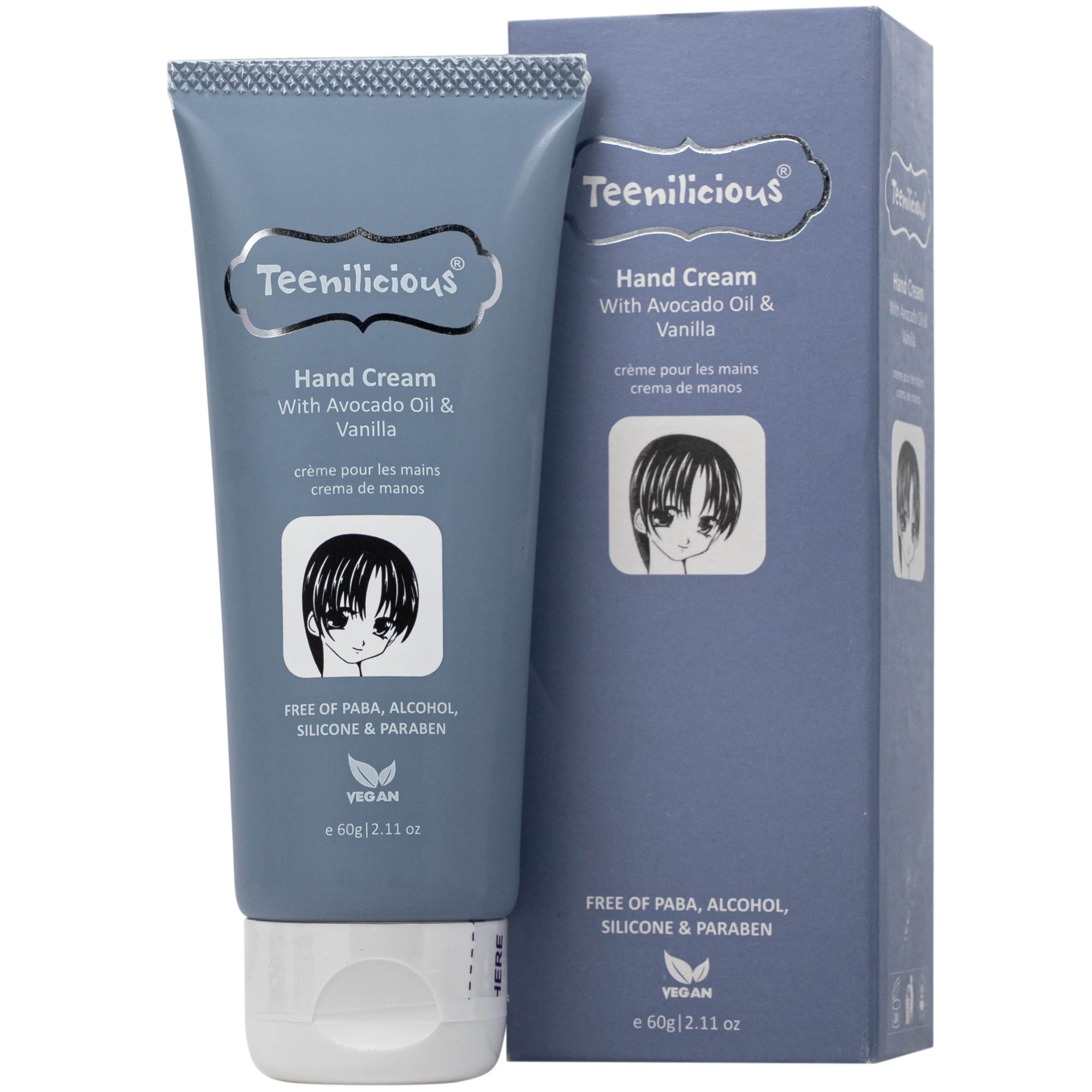 Hình ảnh Kem dưỡng da tay hương bơ và hạt vani Teenilicious hộp 60g