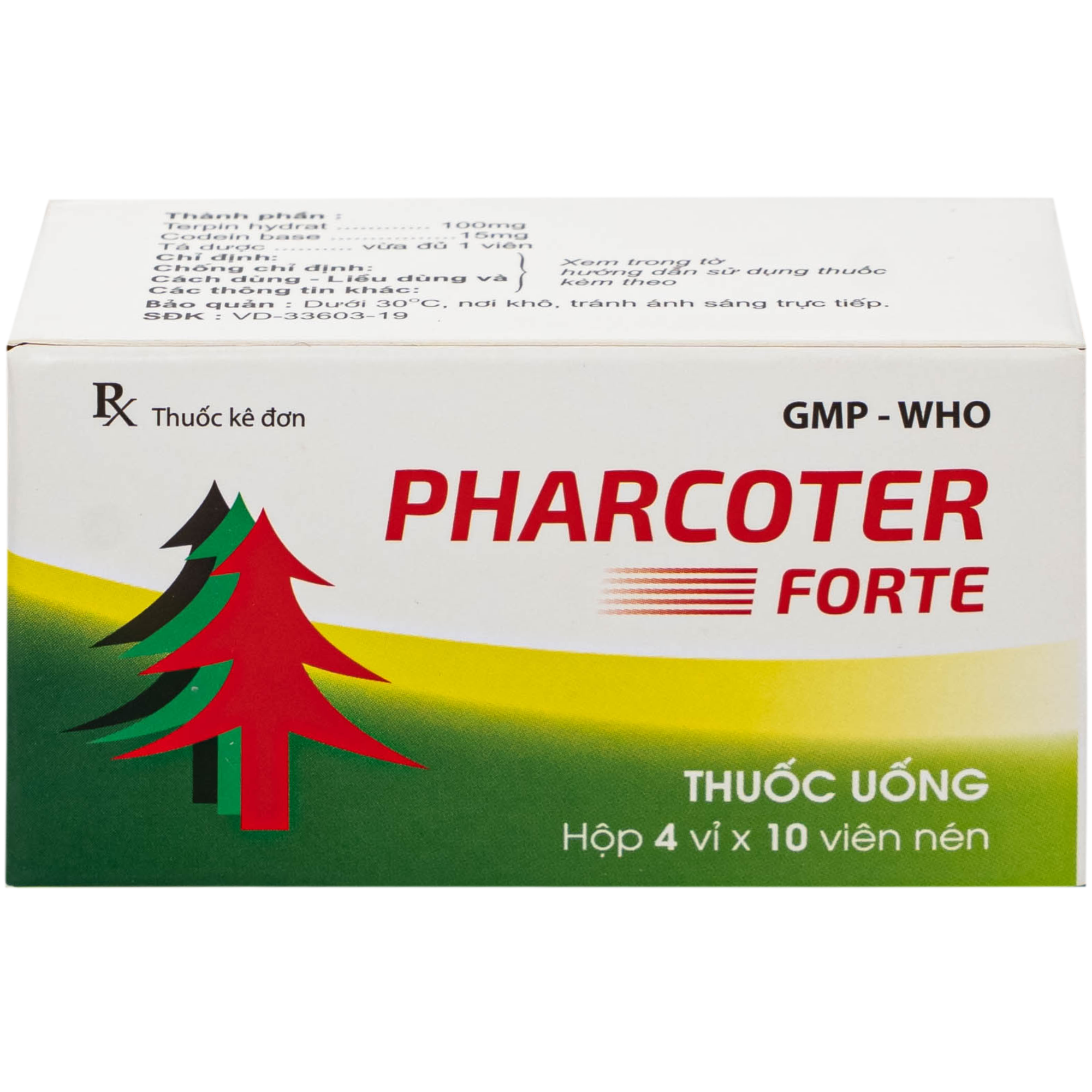 Hình ảnh Thuốc Pharcoter Forte Điều Trị Ho, Long Đờm (4 Vỉ X 10 Viên)