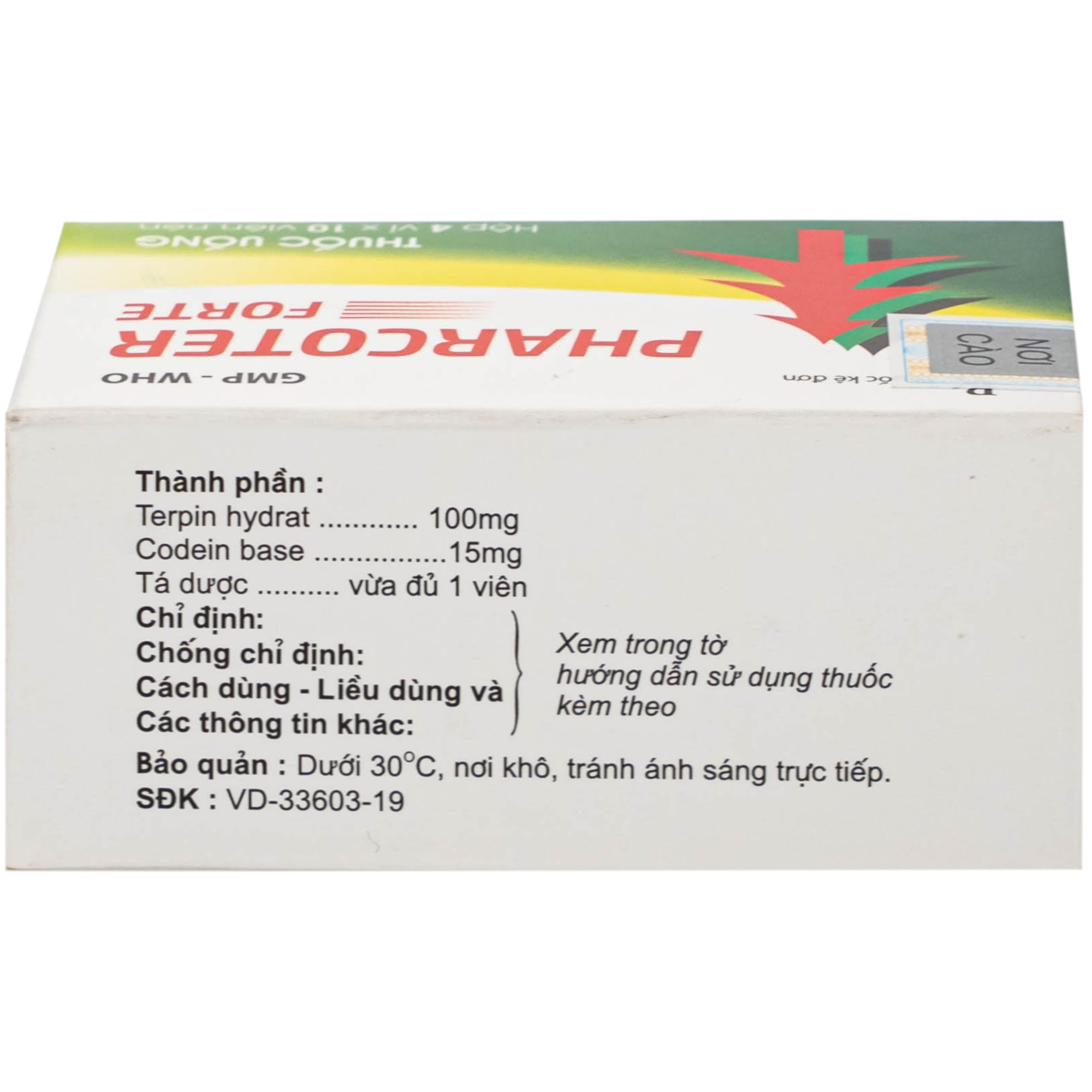 Hình ảnh Thuốc Pharcoter Forte Điều Trị Ho, Long Đờm (4 Vỉ X 10 Viên)