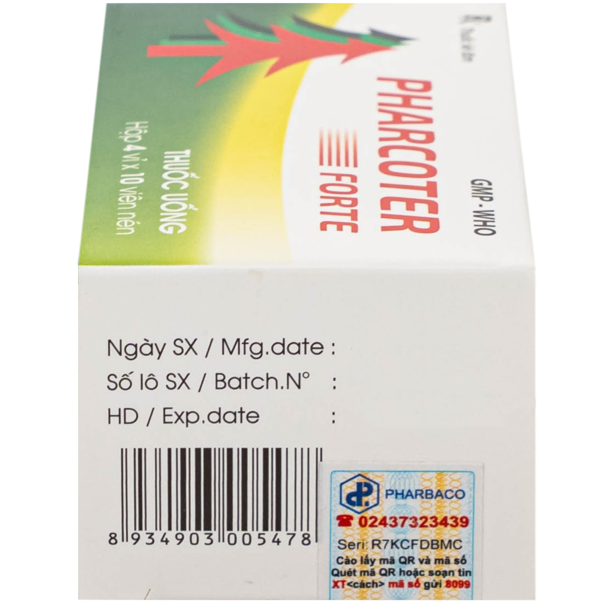 Hình ảnh Thuốc Pharcoter Forte Điều Trị Ho, Long Đờm (4 Vỉ X 10 Viên)