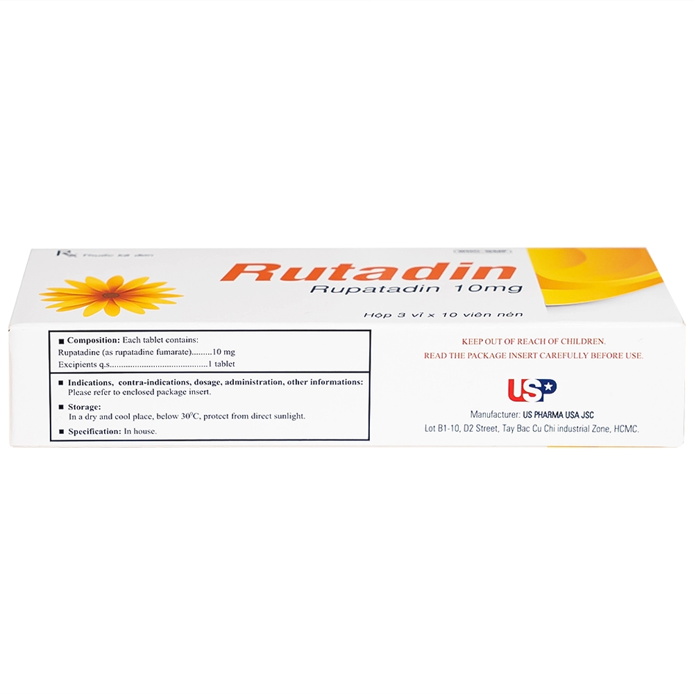 Hình ảnh Thuốc Rutadin 10mg pharma usa điều trị triệu chứng của viêm mũi dị ứng và nổi mề đay (3 vỉ x 10 viên)