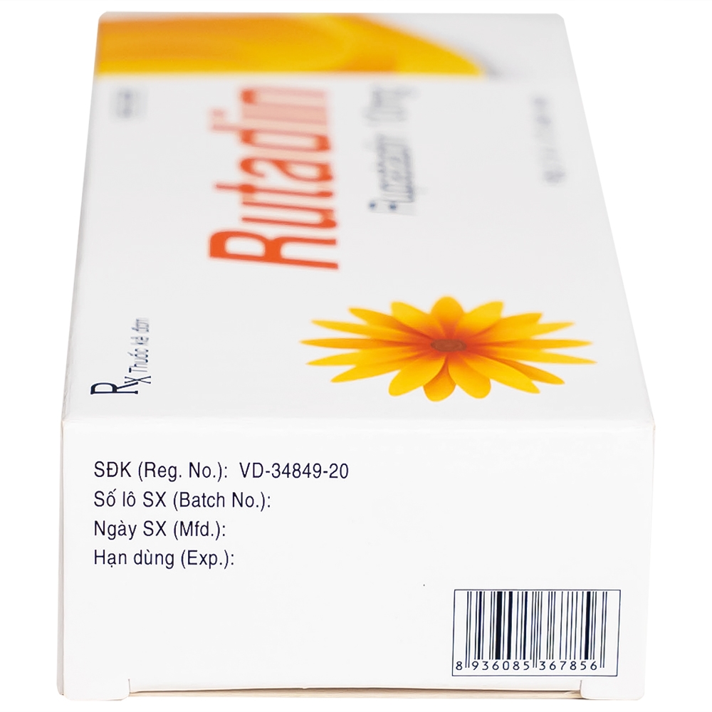 Hình ảnh Thuốc Rutadin 10mg pharma usa điều trị triệu chứng của viêm mũi dị ứng và nổi mề đay (3 vỉ x 10 viên)