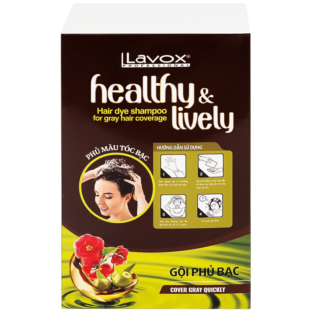 Hình ảnh Gội phủ bạc Healthy and lively H1 Lavox màu đen (10 gói x 30ml)