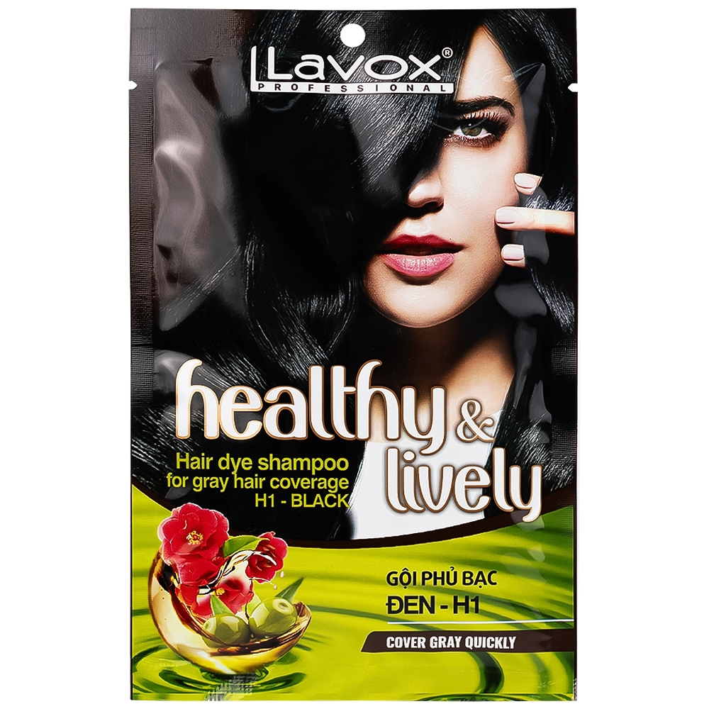 Hình ảnh Gội phủ bạc Healthy and lively H1 Lavox màu đen (10 gói x 30ml)
