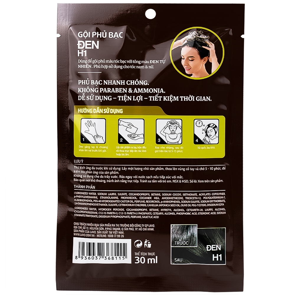 Hình ảnh Gội phủ bạc Healthy and lively H1 Lavox màu đen (10 gói x 30ml)