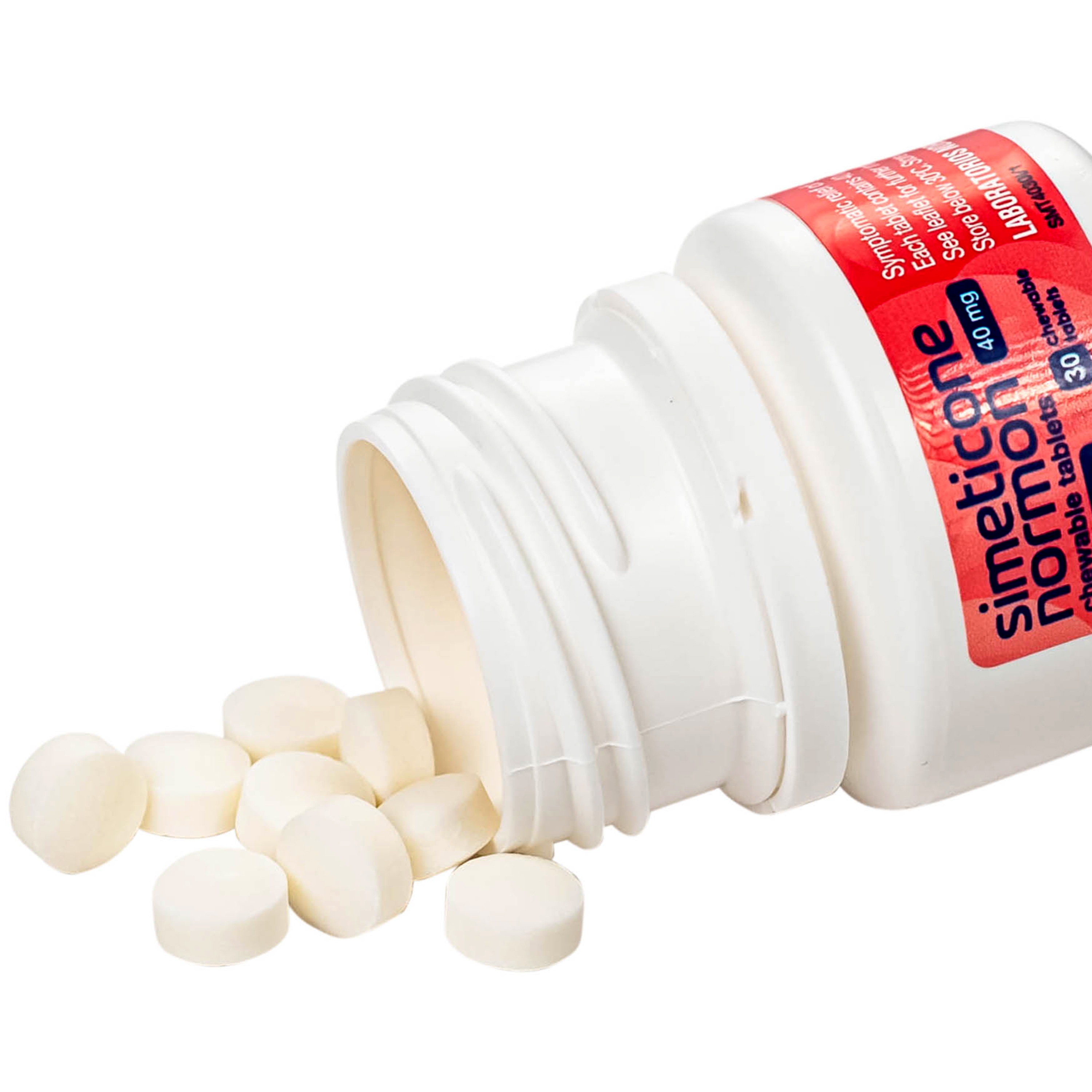 Hình ảnh Viên nhai Simeticone Normon 40mg chống đầy hơi và chướng bụng (Lọ 30V)