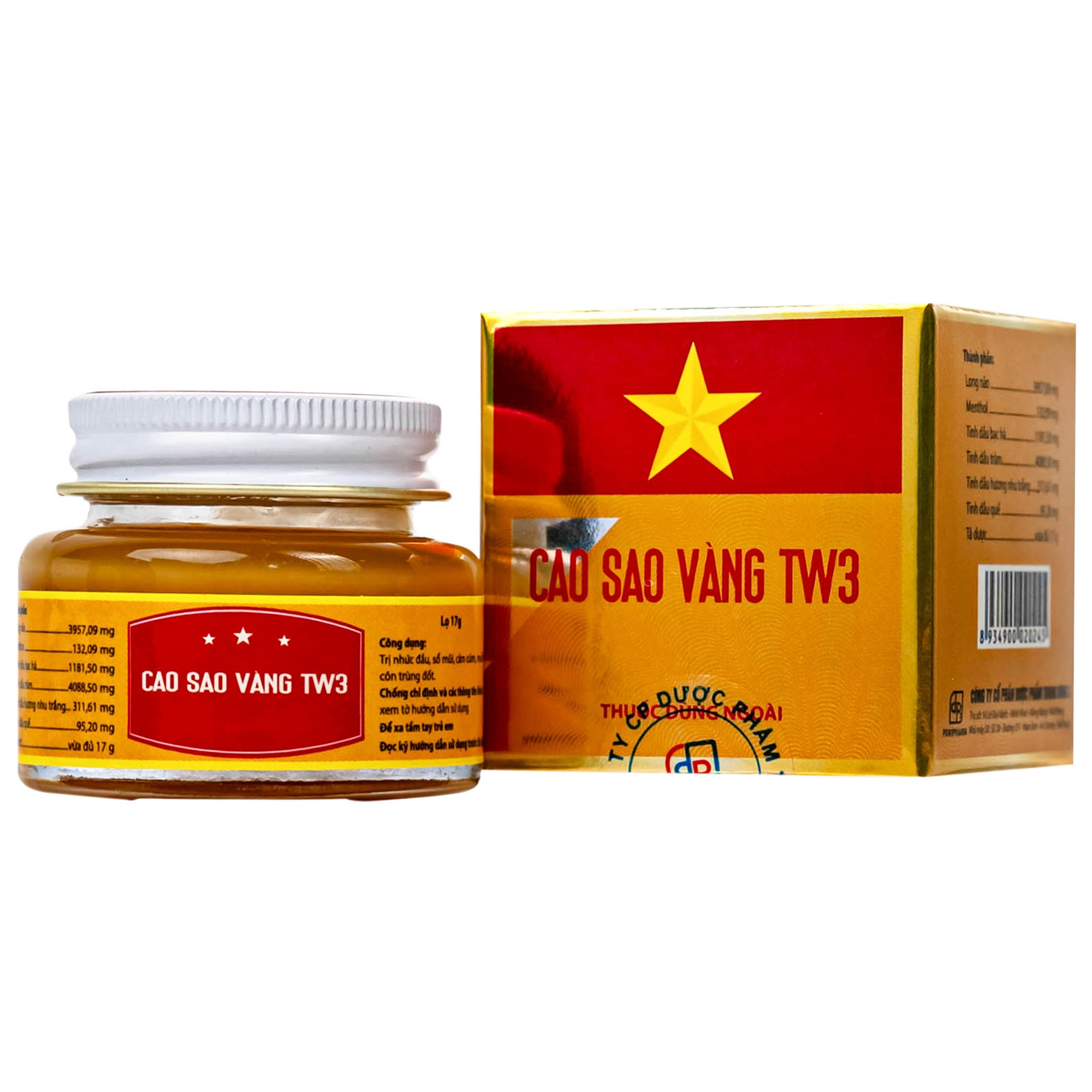 Hình ảnh Cao sao vàng TW3 với thành phần tinh dầu dược liệu dùng trị nhức đầu, sổ mũi, cảm cúm, muỗi và côn trùng đốt (6 lọ 17G)