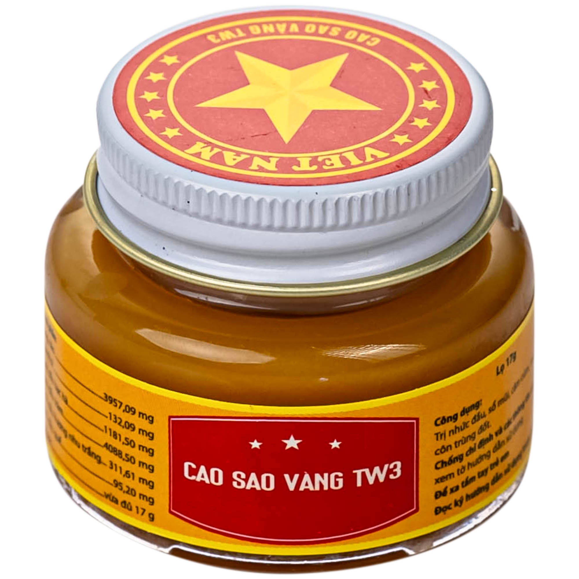 Hình ảnh Cao sao vàng TW3 với thành phần tinh dầu dược liệu dùng trị nhức đầu, sổ mũi, cảm cúm, muỗi và côn trùng đốt (6 lọ 17G)
