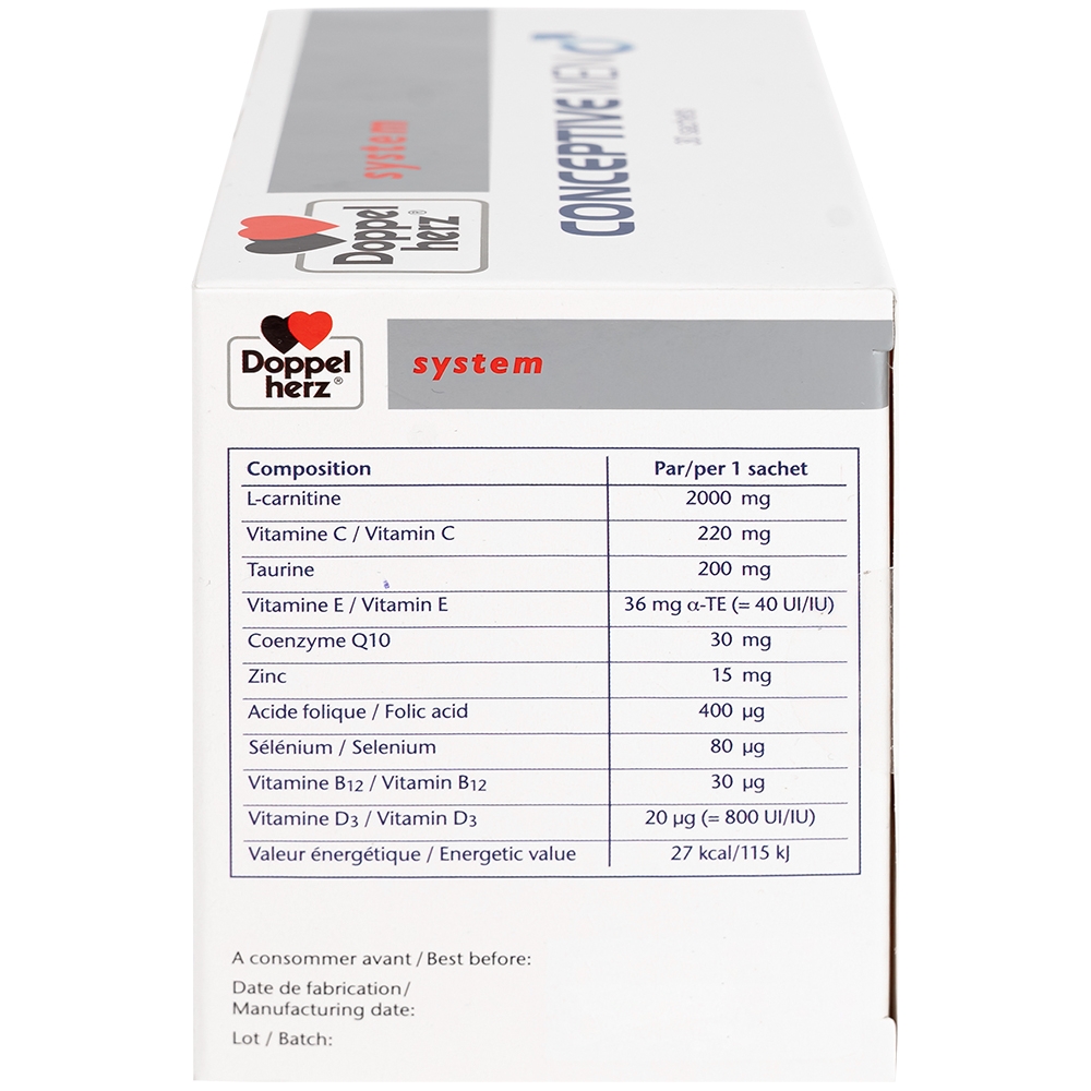 Hình ảnh Doppelherz Conceptive Men 10g bổ sung vitamin và các vi chất dinh dưỡng hỗ trợ cải thiện sinh lý nam (30 gói)