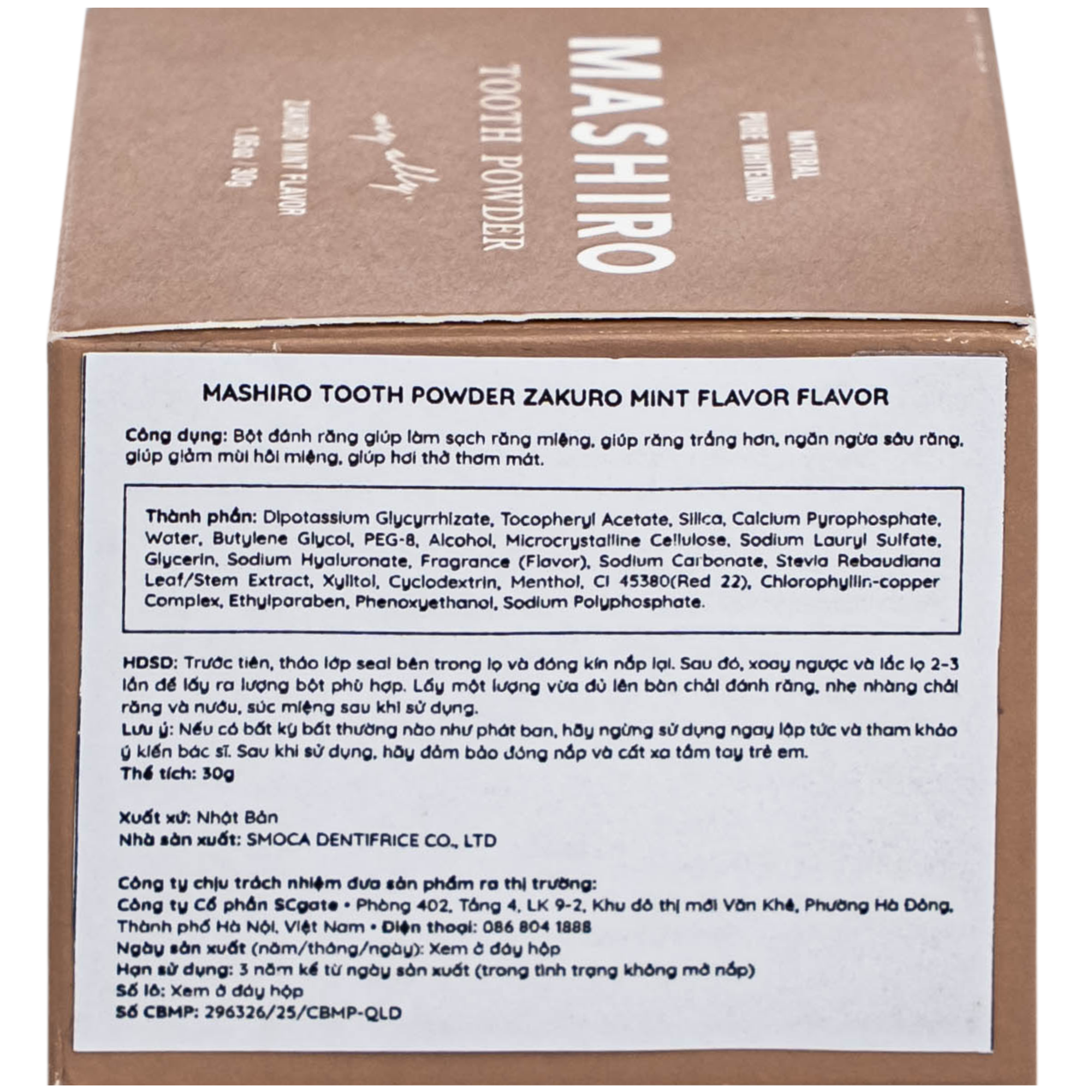 Hình ảnh Bột đánh trắng răng hương lựu bạc hà Mashiro Tooth Powder Zakuro Mint Flavor 30g