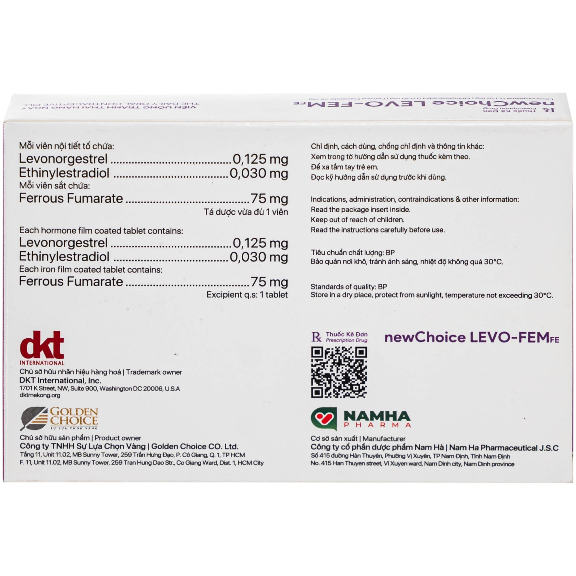 Hình ảnh Thuốc Newchoice levo-fem Fe Nam Hà dùng để tránh thai (1 vỉ x 28 viên)