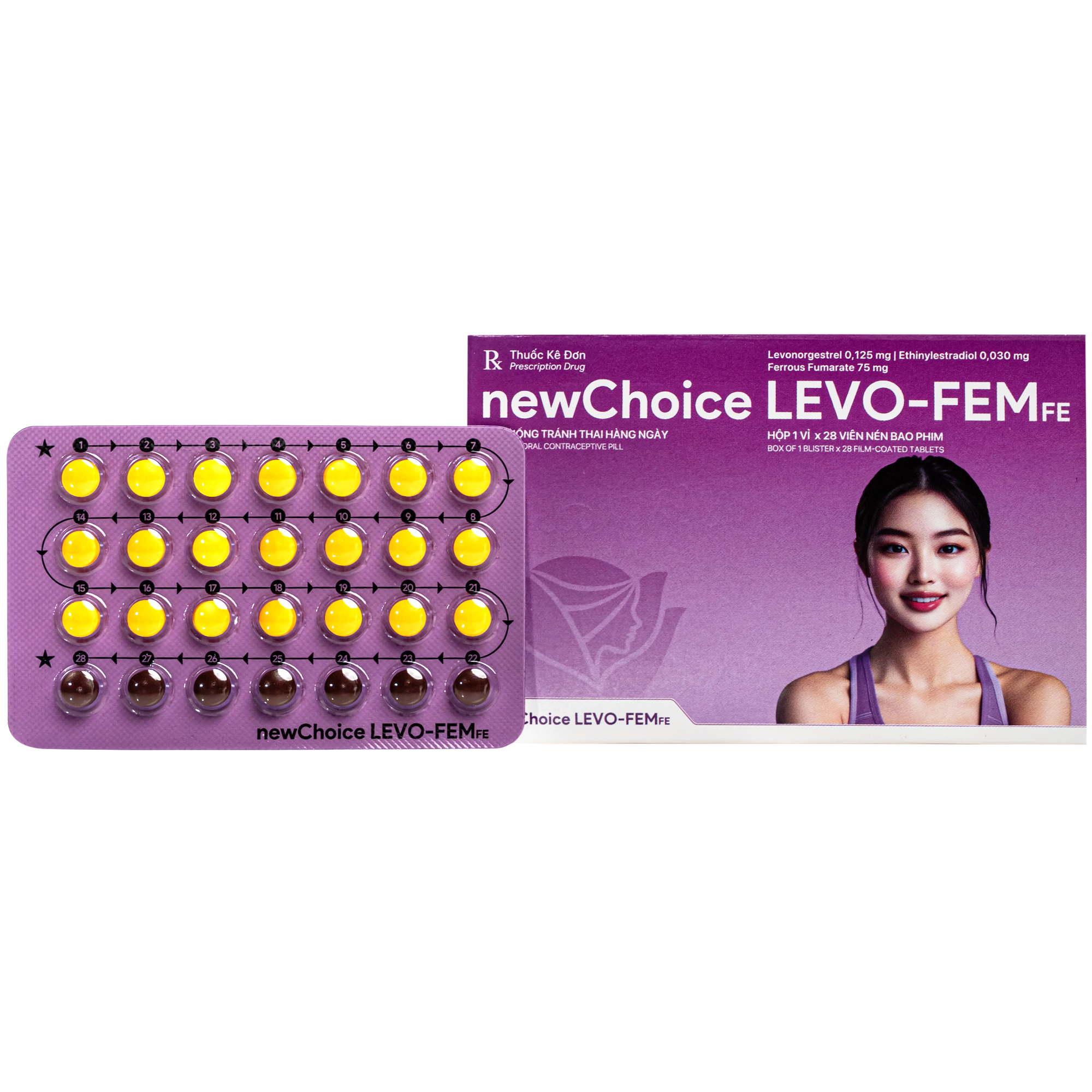 Hình ảnh Thuốc Newchoice levo-fem Fe Nam Hà dùng để tránh thai (1 vỉ x 28 viên)