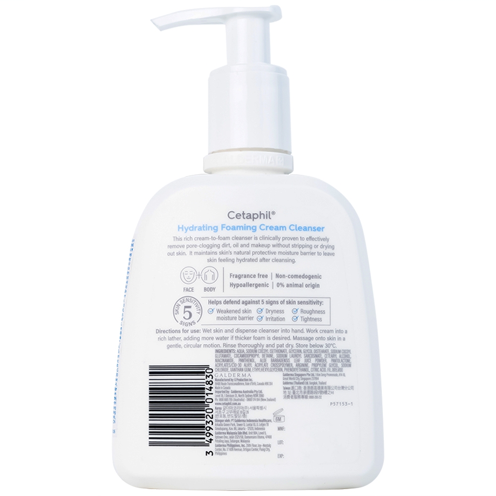 Hình ảnh Sữa rửa mặt tạo bọt dịu lành Cetaphil Hydrating Foaming Cream Cleanser (236ml)