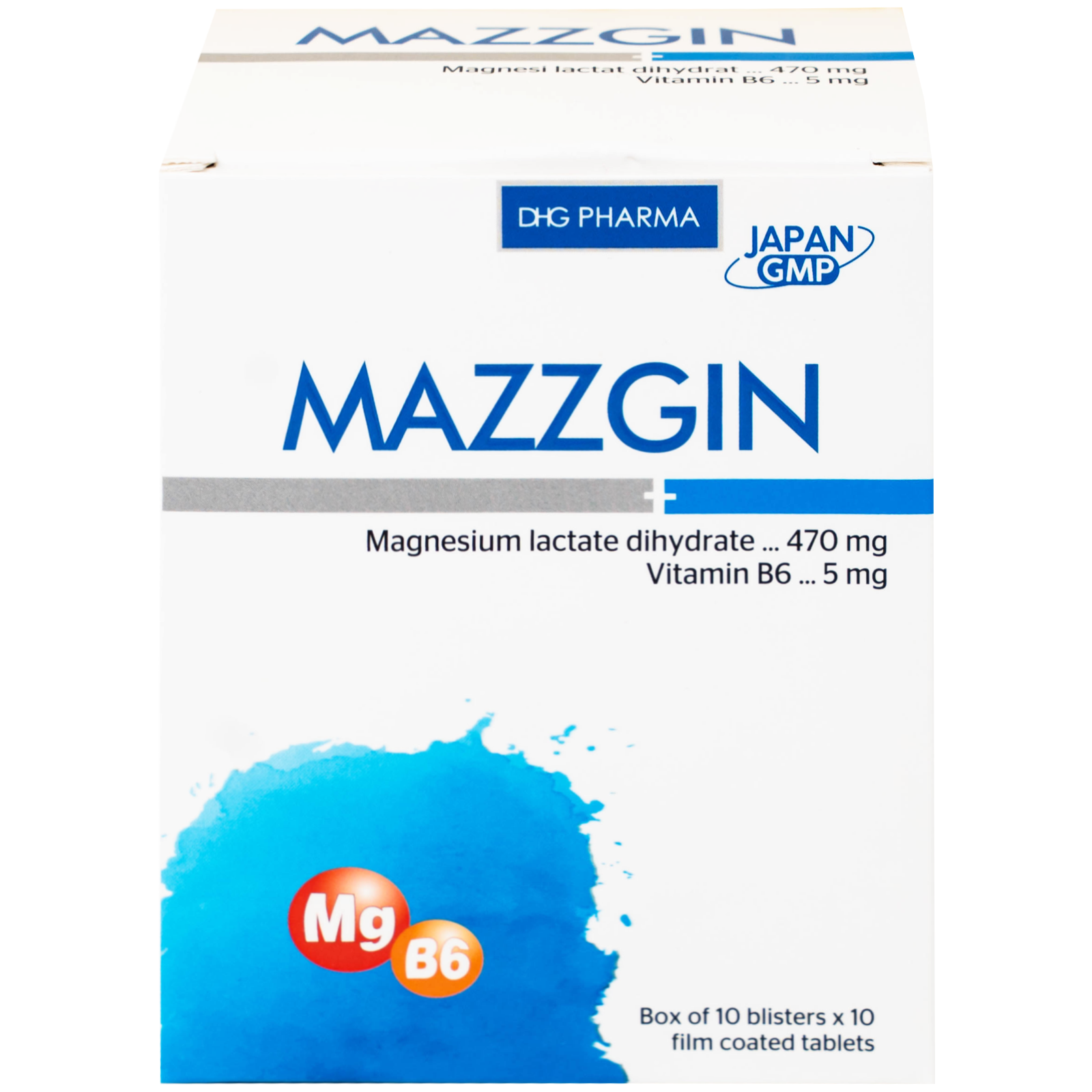 Hình ảnh Thuốc Mazzgin DHG Pharma điều trị các trường hợp thiếu magnesi riêng biệt hay kết hợp (10 vỉ x 10 viên)