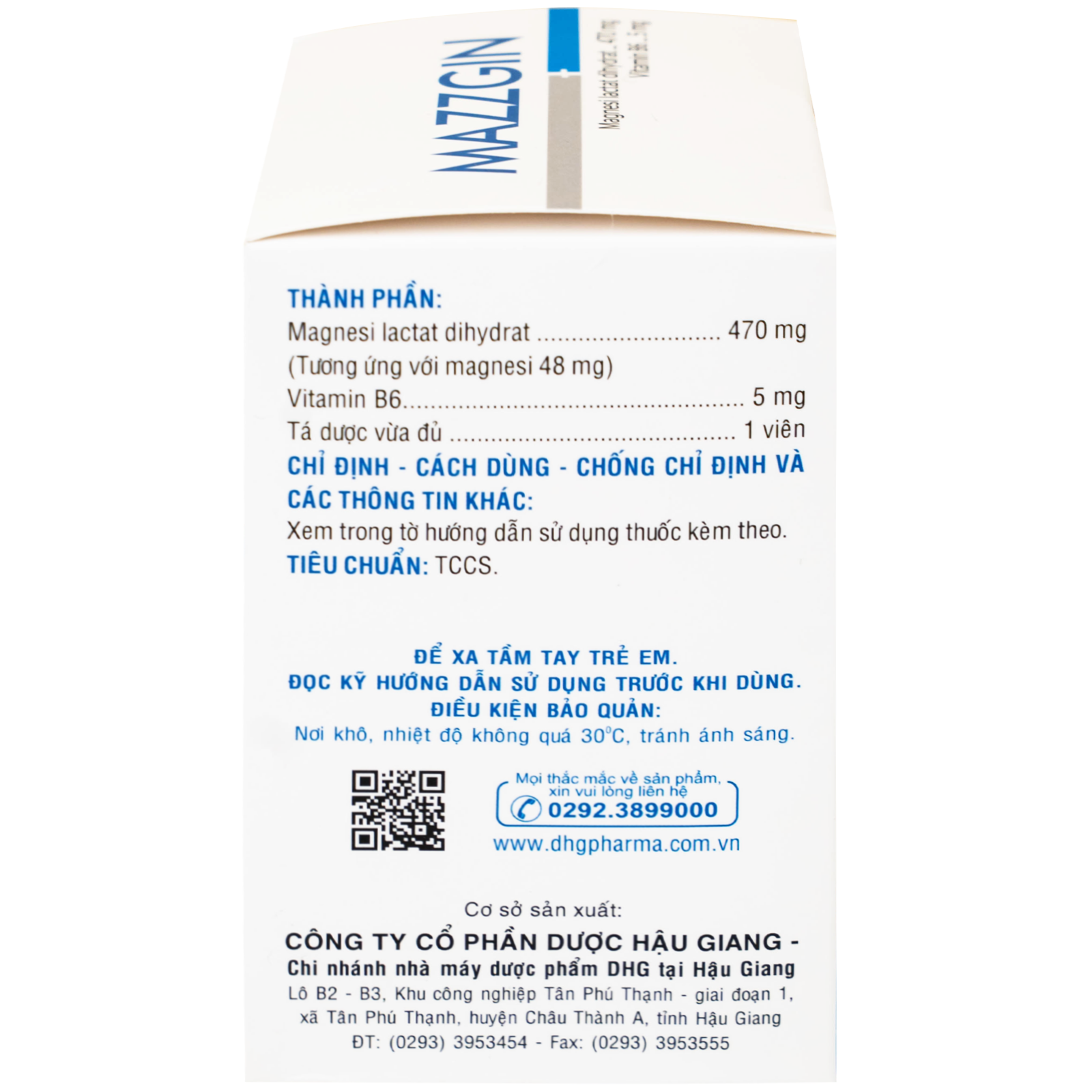 Hình ảnh Thuốc Mazzgin DHG Pharma điều trị các trường hợp thiếu magnesi riêng biệt hay kết hợp (10 vỉ x 10 viên)