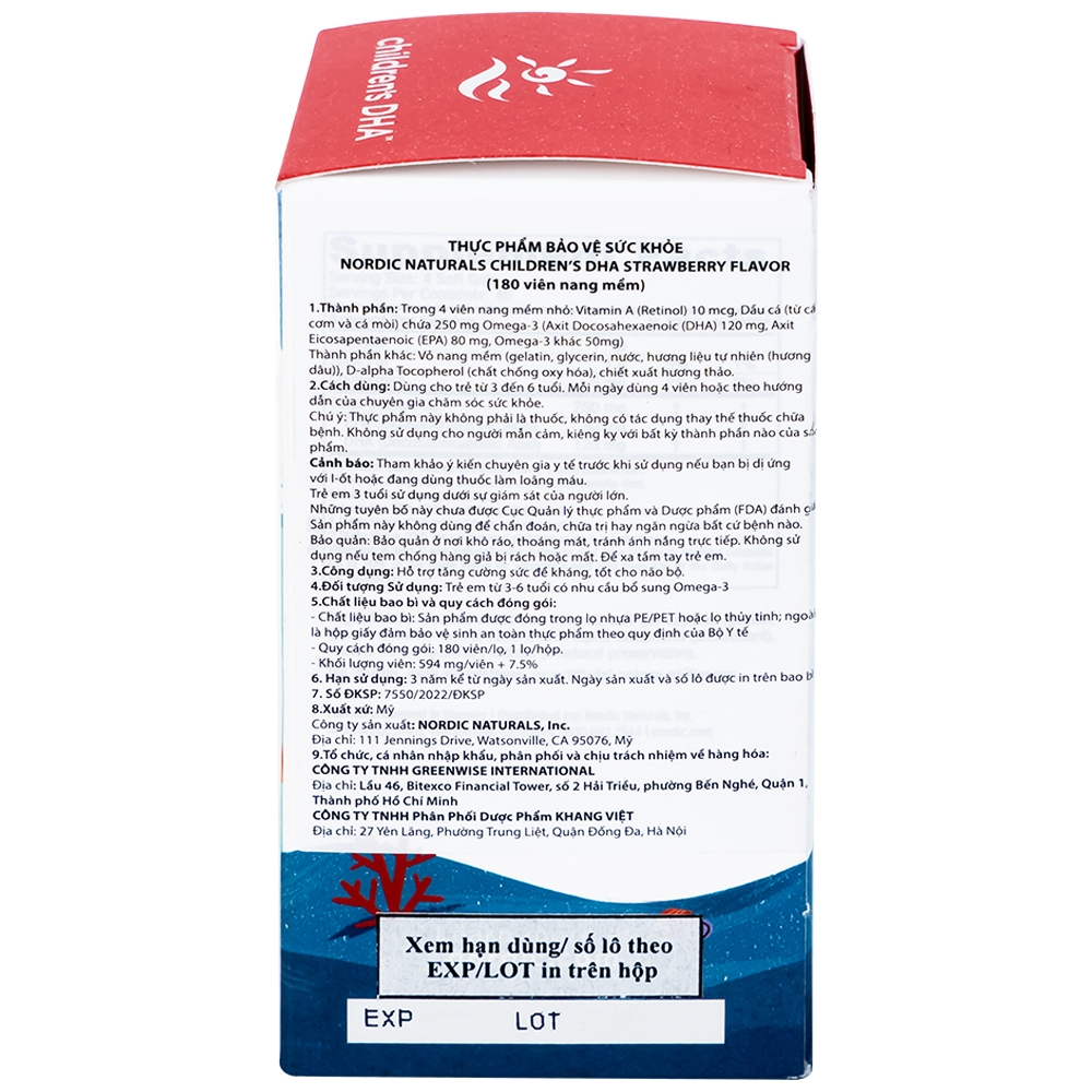 Hình ảnh Viên nang mềm Nordic Naturals Children's DHA Strawberry Flavor tăng cường sức đề kháng, tốt cho não bộ (180 viên)