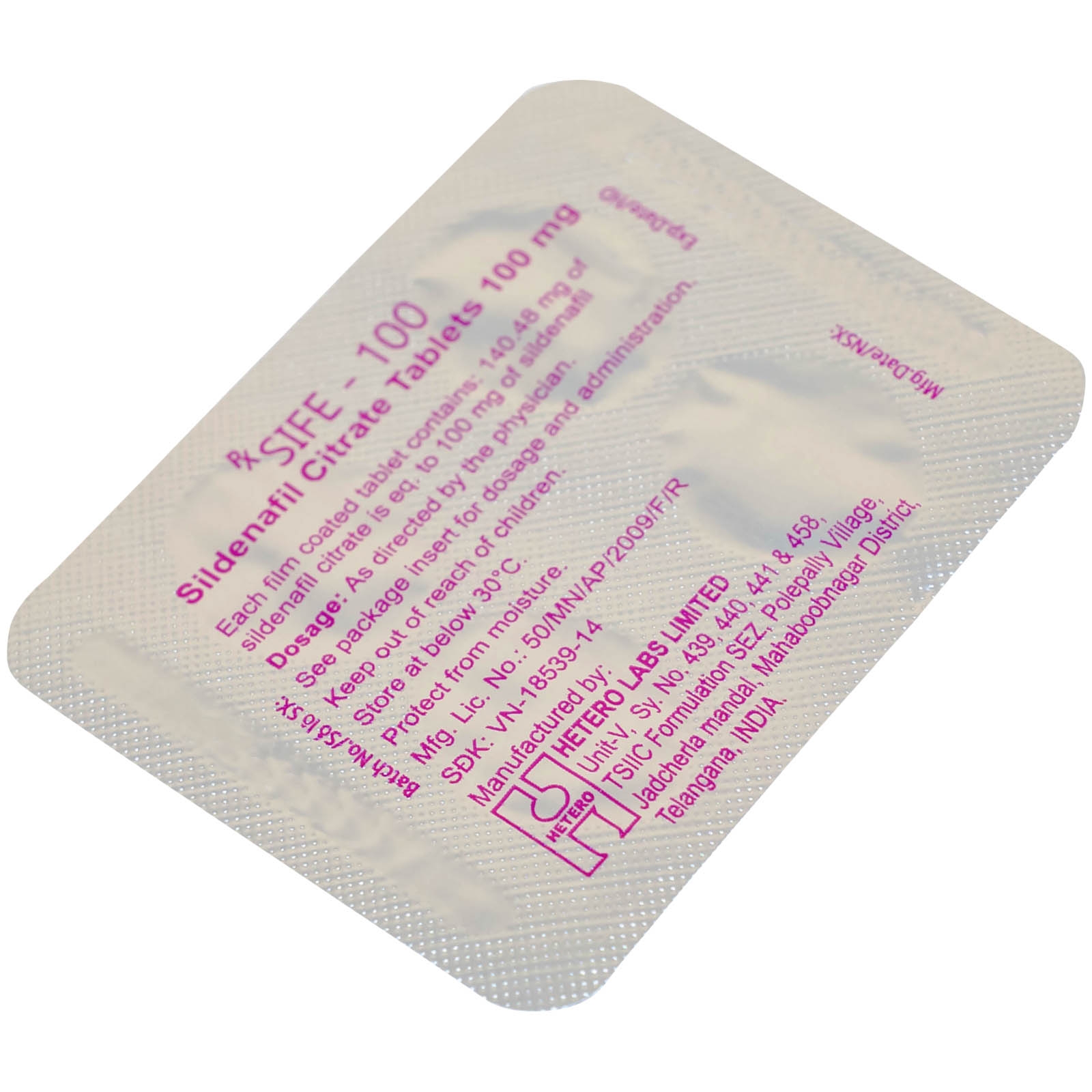 Hình ảnh Thuốc Sife-100mg Hetero điều trị rối loạn chức năng cương dương ở nam giới (5 hộp x 4 viên)