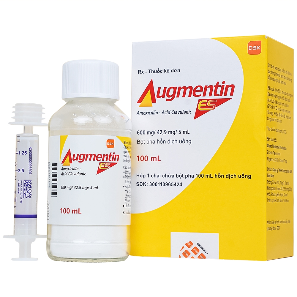 Hình ảnh Bột pha hỗn dịch uống Augmentin ES GSK điều trị các nhiễm trùng do vi khuẩn gây ra ở trẻ (100ml)