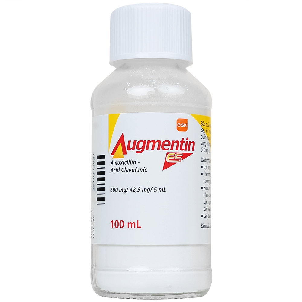 Hình ảnh Bột pha hỗn dịch uống Augmentin ES GSK điều trị các nhiễm trùng do vi khuẩn gây ra ở trẻ (100ml)